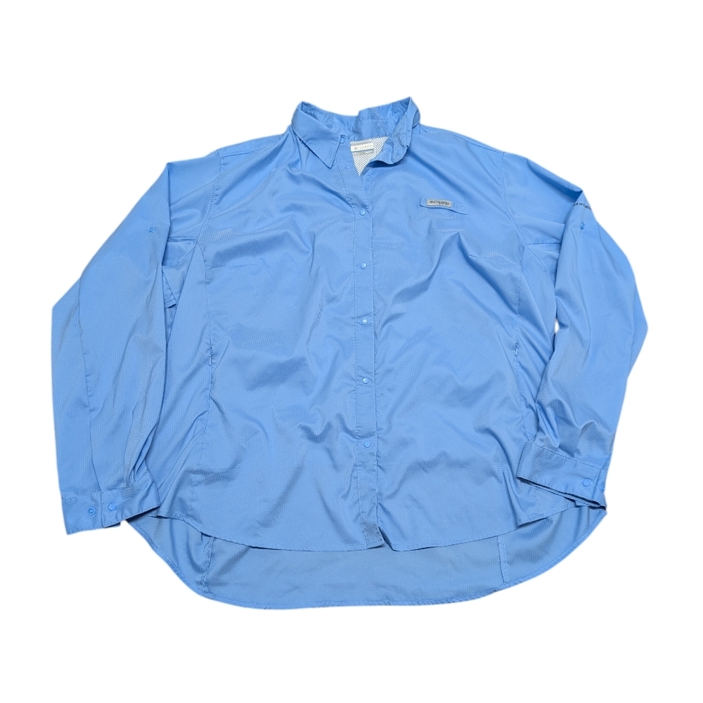 Columbia PFG Blue Long Sleeve Button-Up Shirt Fishing Outdoor Vented 3X
